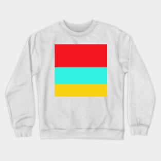 A marvelous jumble of Cherry Red, Barbie Pink, Golden Yellow and Bright Light Blue stripes. Crewneck Sweatshirt